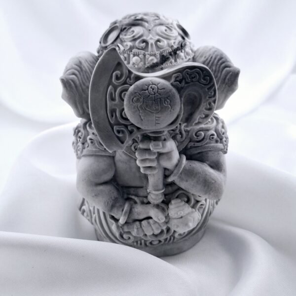 Statue Ganesh résine minérale Effet marbré blanc et noir – Image 3
