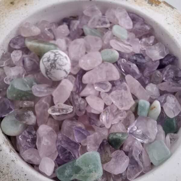 Chips Mix quartz-rose améthyste amazonite cristal de roche 50 grammes – Image 3