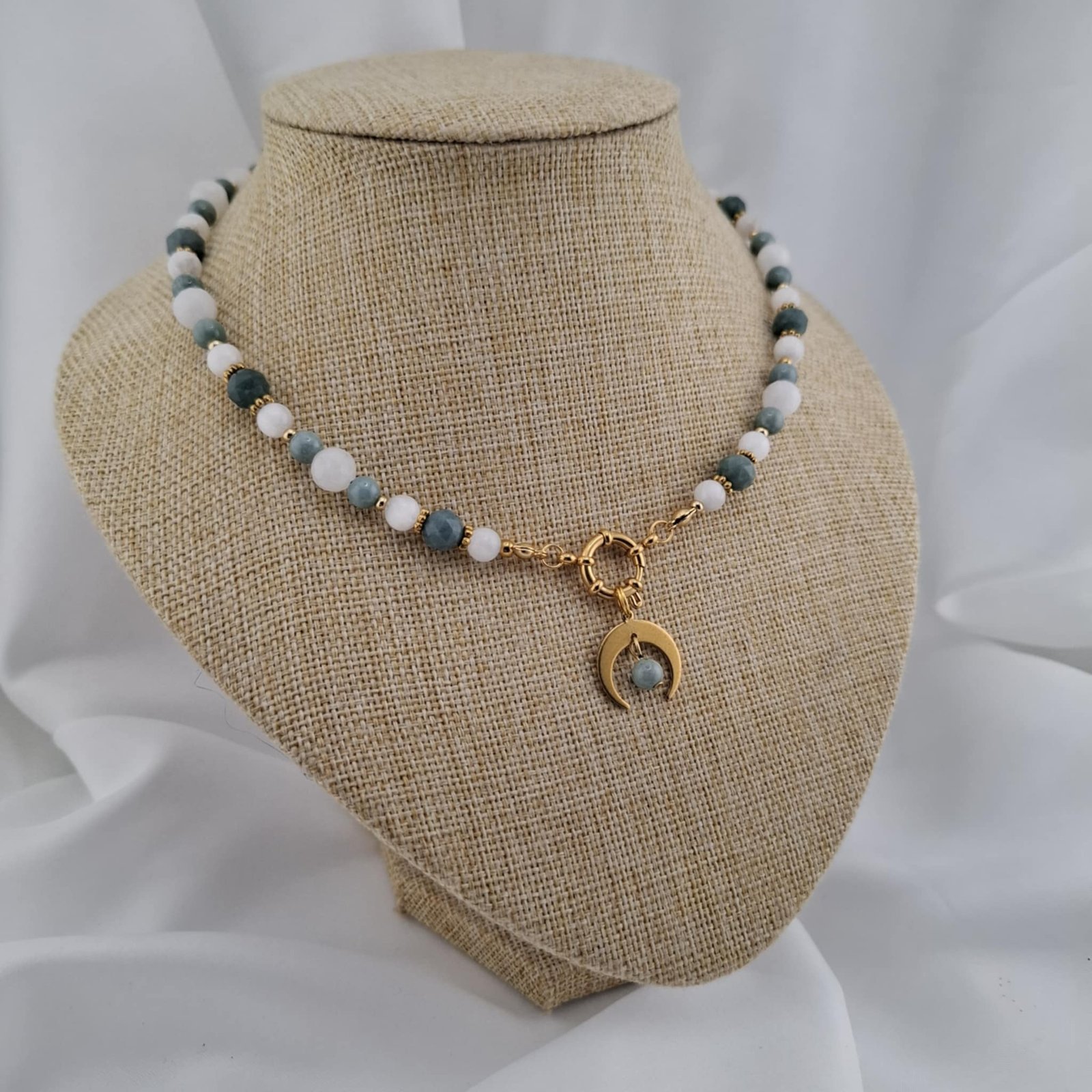 Collier Marine Pierres naturelles jadéite doré – Image 2