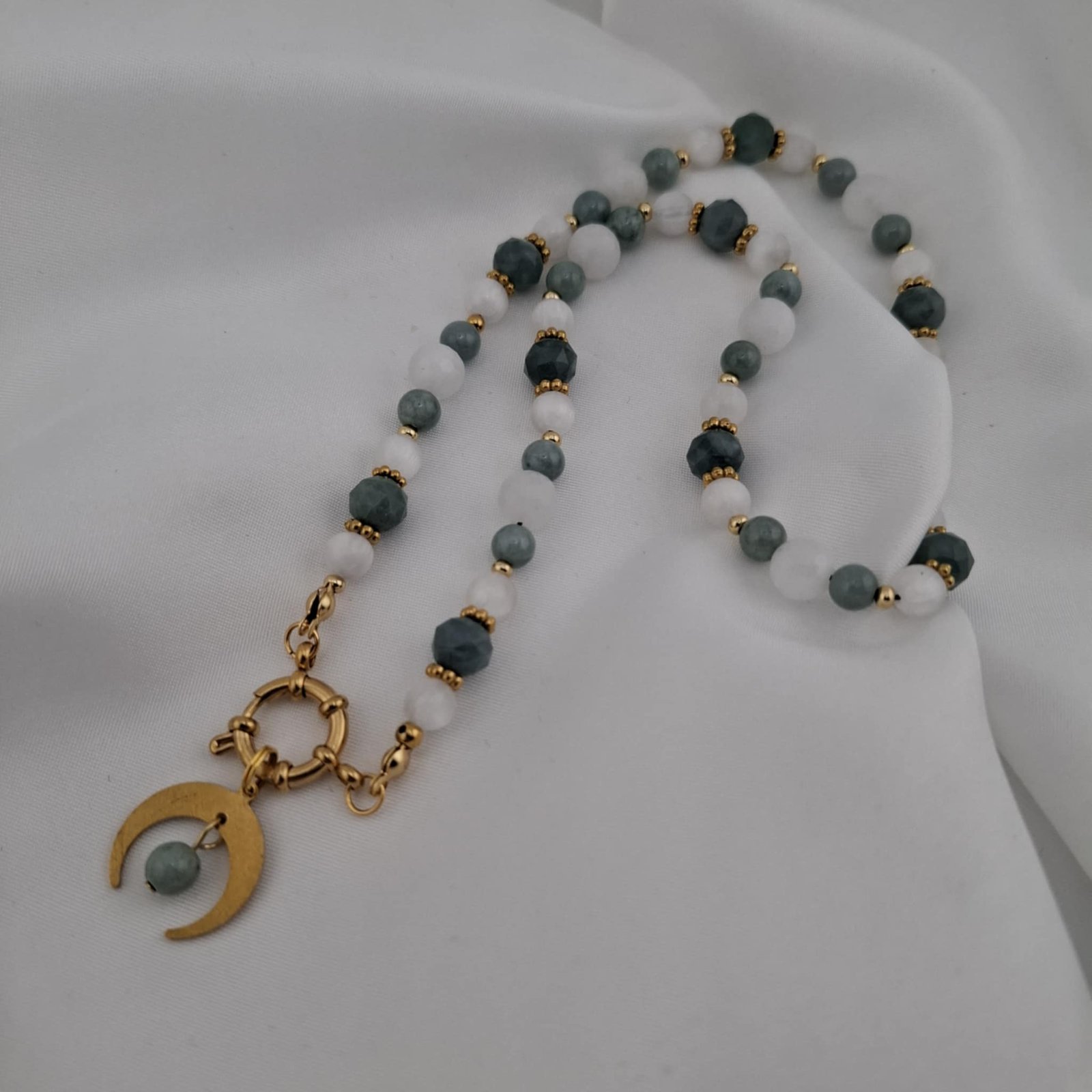 Collier Marine Pierres naturelles jadéite doré – Image 4