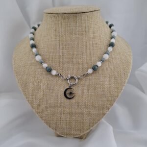 Collier Marine Pierres naturelles jadéite argenté