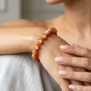 Bracelet Pierre de Soleil Héliolite Qualité Gemme perles rondes grosses perles