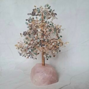 Arbre de vie grande taille Bloc en Quartz rose & 7 chakras