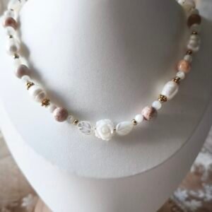 Collier Nacre & Corail Rose éternelle