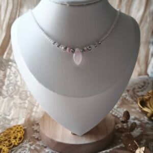 Collier minimaliste Quartz Rose marquise Douceur Romantique