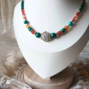 Collier en Malachite et cornaline Starshine